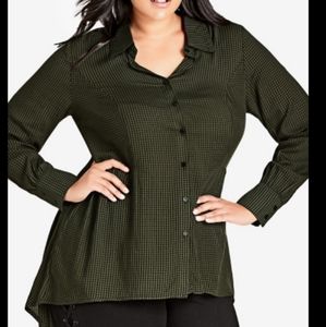 City Chic - Autumn Spell Collared Hi-Low Button-Do